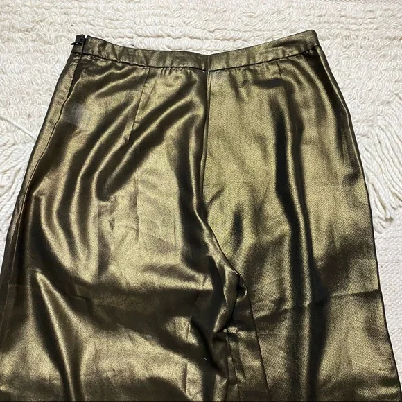 NO OFFERS LPA metallic gold Lurex Pant 664 wide leg crop pants S - Picture 11 of 13
